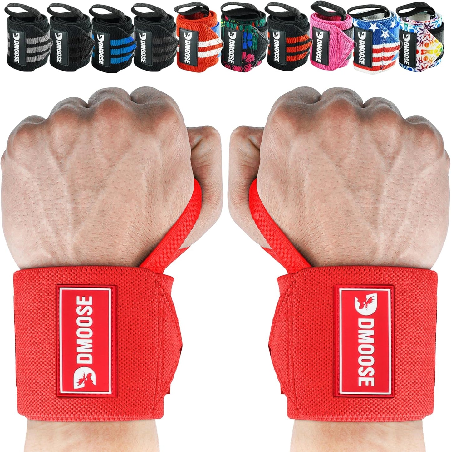 Wrist Wraps for Weightlifting 18" - Heavy Duty Gym Wrap with Hand Thumb Loop for Support & Pain Relief, USPA Approved Powerlifting, Weight Lifting Wrist Straps for Men & Women Work Out