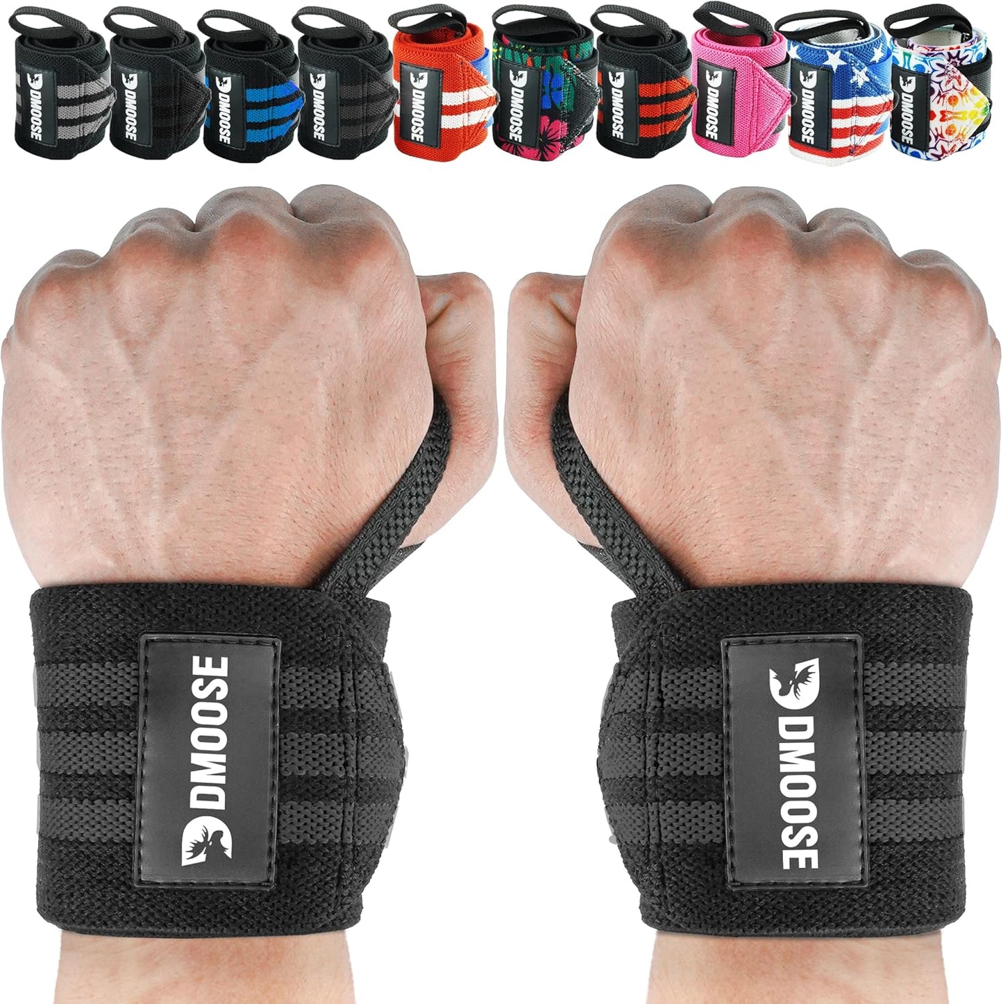Wrist Wraps for Weightlifting 18" - Heavy Duty Gym Wrap with Hand Thumb Loop for Support & Pain Relief, USPA Approved Powerlifting, Weight Lifting Wrist Straps for Men & Women Work Out