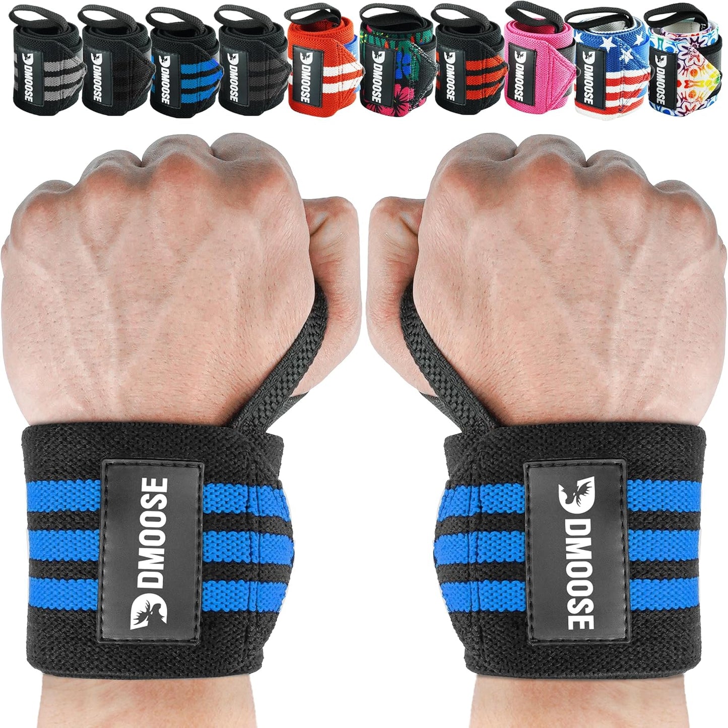 Wrist Wraps for Weightlifting 18" - Heavy Duty Gym Wrap with Hand Thumb Loop for Support & Pain Relief, USPA Approved Powerlifting, Weight Lifting Wrist Straps for Men & Women Work Out