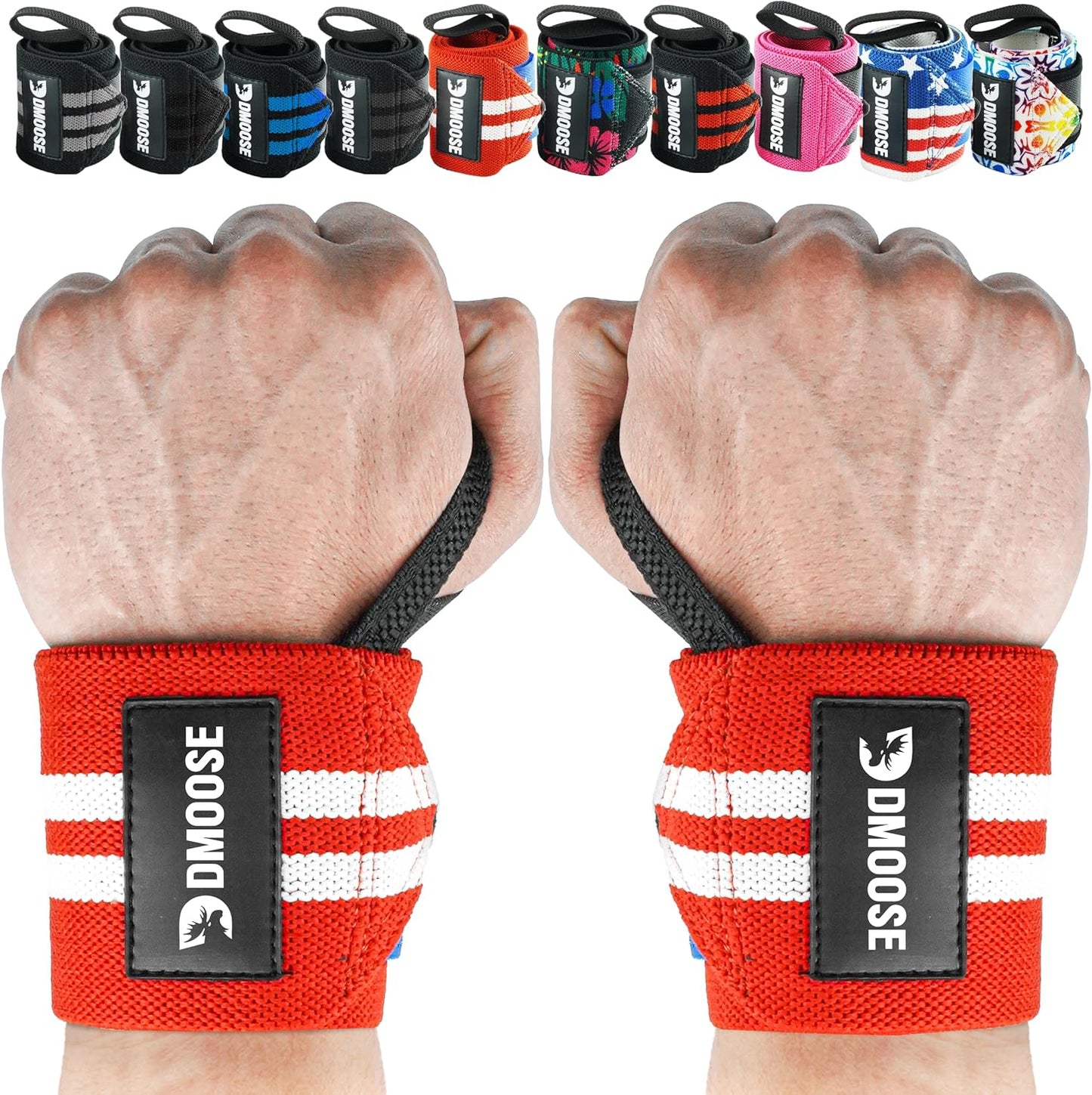 Wrist Wraps for Weightlifting 18" - Heavy Duty Gym Wrap with Hand Thumb Loop for Support & Pain Relief, USPA Approved Powerlifting, Weight Lifting Wrist Straps for Men & Women Work Out