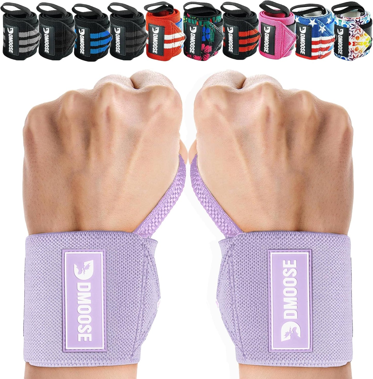 Wrist Wraps for Weightlifting 18" - Heavy Duty Gym Wrap with Hand Thumb Loop for Support & Pain Relief, USPA Approved Powerlifting, Weight Lifting Wrist Straps for Men & Women Work Out