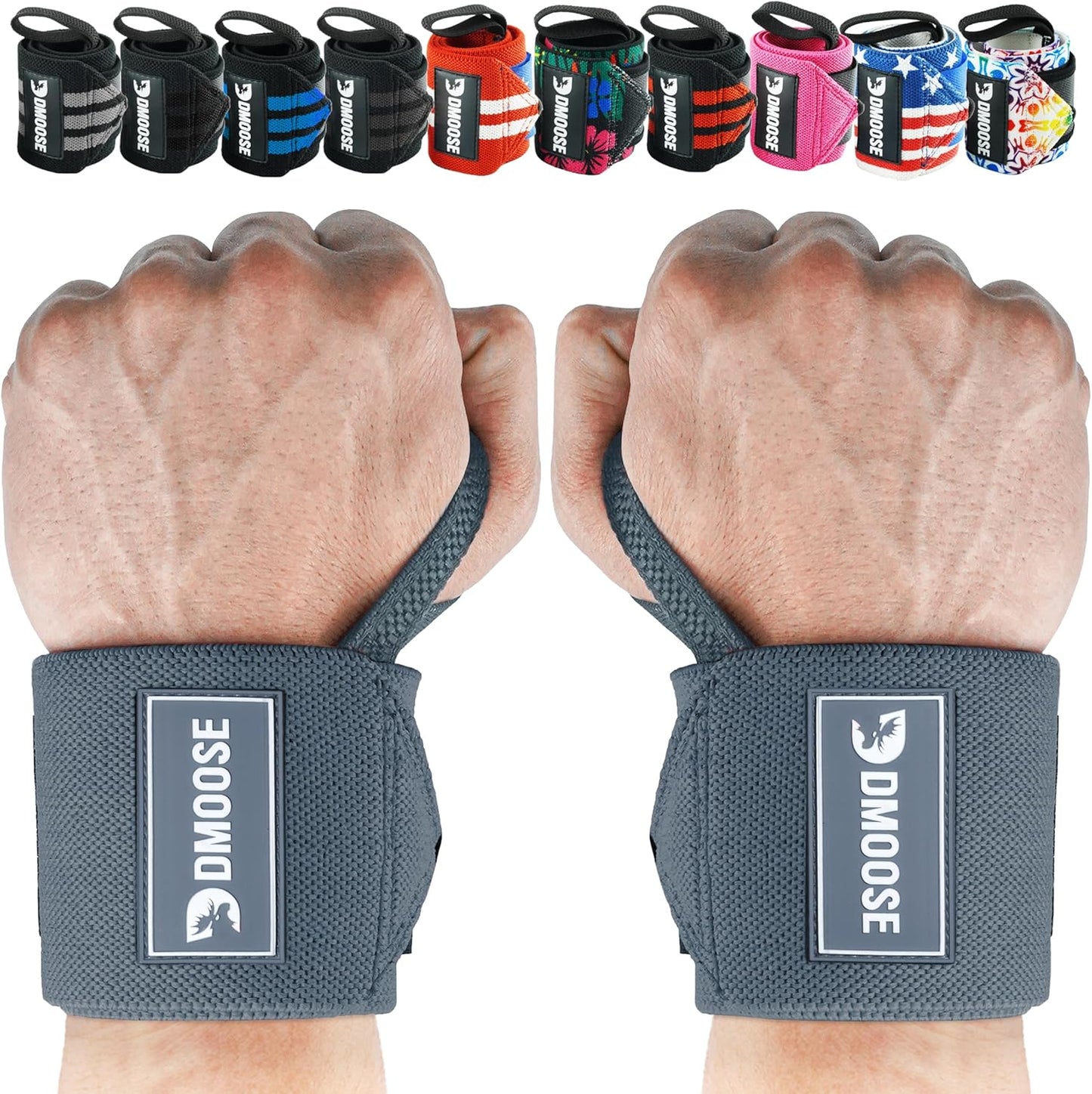 Wrist Wraps for Weightlifting 18" - Heavy Duty Gym Wrap with Hand Thumb Loop for Support & Pain Relief, USPA Approved Powerlifting, Weight Lifting Wrist Straps for Men & Women Work Out