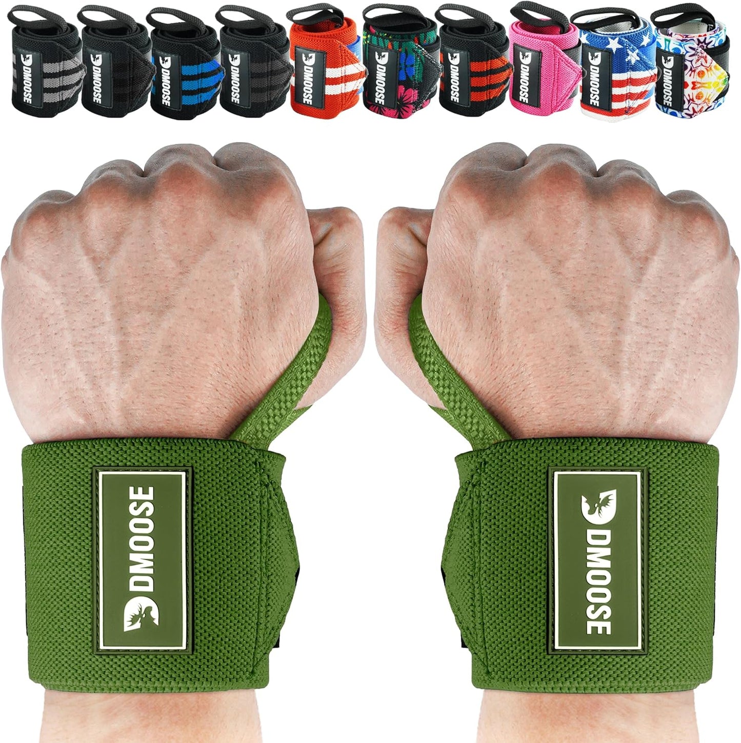 Wrist Wraps for Weightlifting 18" - Heavy Duty Gym Wrap with Hand Thumb Loop for Support & Pain Relief, USPA Approved Powerlifting, Weight Lifting Wrist Straps for Men & Women Work Out