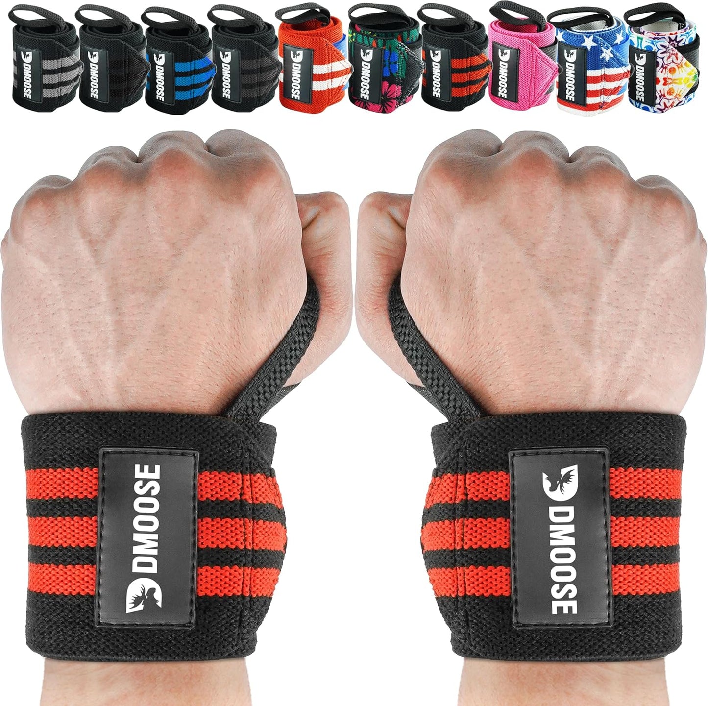 Wrist Wraps for Weightlifting 18" - Heavy Duty Gym Wrap with Hand Thumb Loop for Support & Pain Relief, USPA Approved Powerlifting, Weight Lifting Wrist Straps for Men & Women Work Out