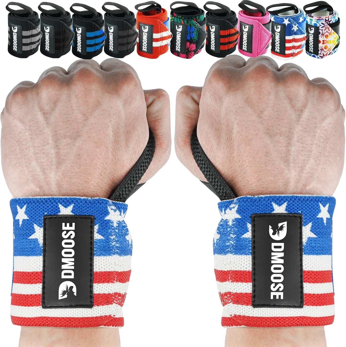 Wrist Wraps for Weightlifting 18" - Heavy Duty Gym Wrap with Hand Thumb Loop for Support & Pain Relief, USPA Approved Powerlifting, Weight Lifting Wrist Straps for Men & Women Work Out