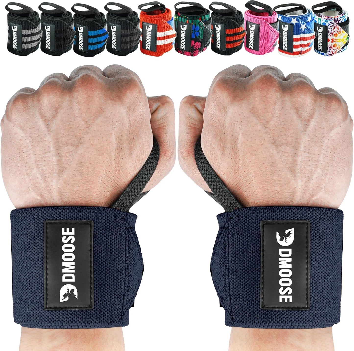 Wrist Wraps for Weightlifting 18" - Heavy Duty Gym Wrap with Hand Thumb Loop for Support & Pain Relief, USPA Approved Powerlifting, Weight Lifting Wrist Straps for Men & Women Work Out