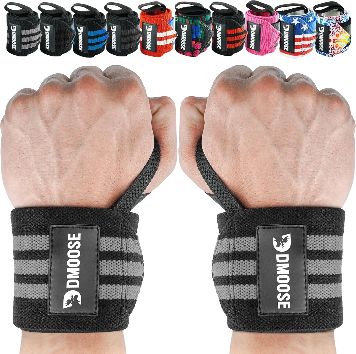 Wrist Wraps for Weightlifting 18" - Heavy Duty Gym Wrap with Hand Thumb Loop for Support & Pain Relief, USPA Approved Powerlifting, Weight Lifting Wrist Straps for Men & Women Work Out