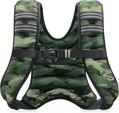 Weighted Vest, 6Lb/8Lb/12Lb/16Lb/20Lb/25Lb/30Lb Weight Vest with Reflective Stripe for Workout, Strength Training, Running, Fitness, Muscle Building, Weight Loss, Weightlifting