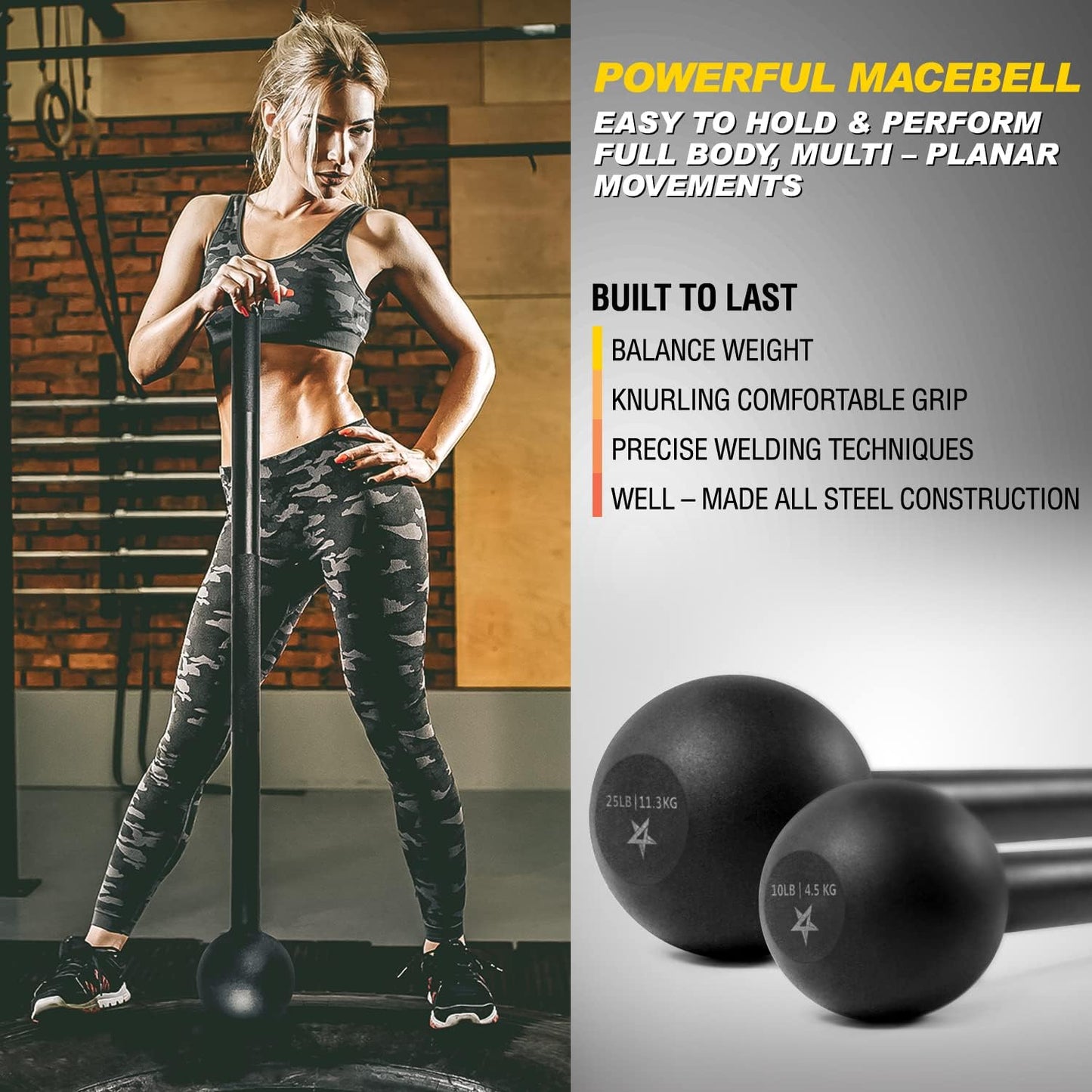 Steel Mace Bell - Versatile Strength Training Tool for Full Body Workouts, Rehabilitation, and Flexibility - Available in 5 to 30 Lbs for Men and Women